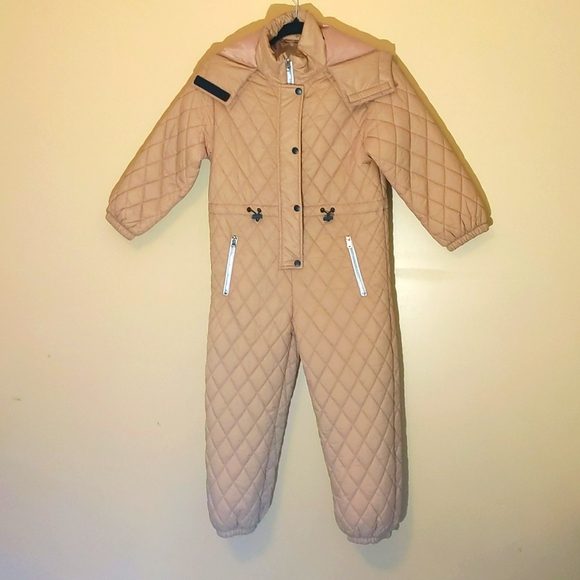 Sela| Tan Unisex Onesie Snowsuit buttoned and zippered with zippered pockets - Picture 1 of 13